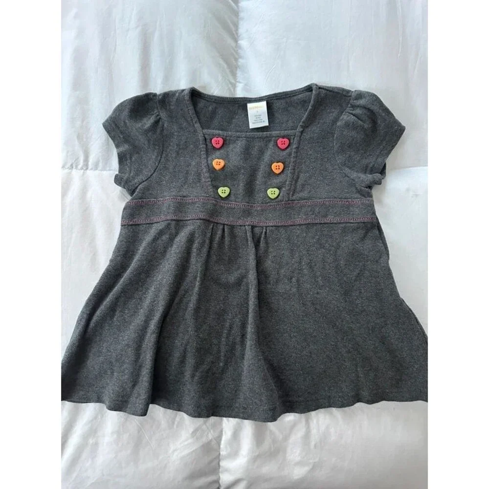 Gymboree Popstar Academy Grey Heart Button Tunic Dress - Size 5